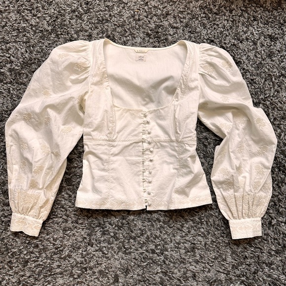 Wilfred La Boheme Embroidered Puff Sleeve Bustier Top - Picture 2 of 5